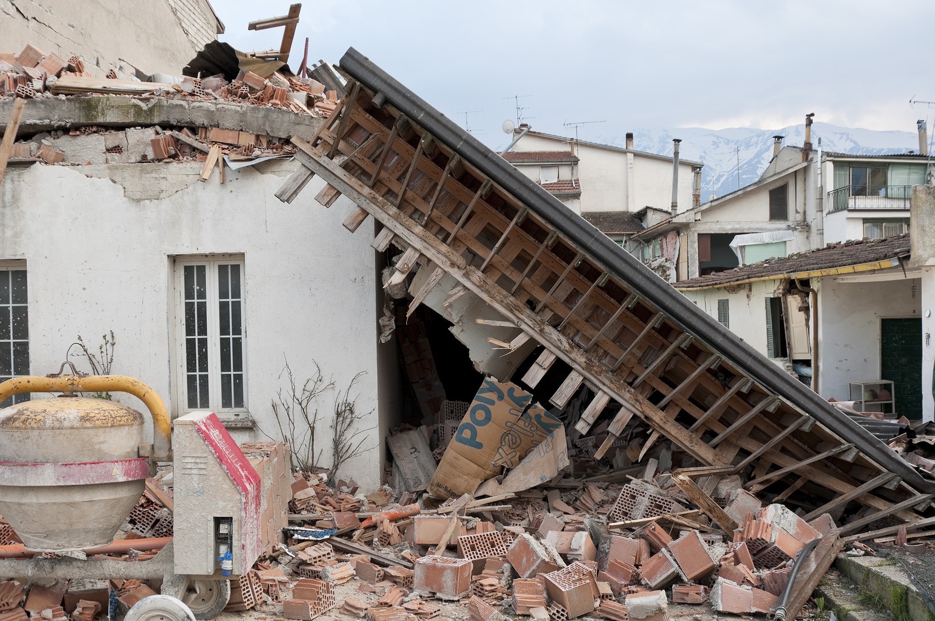 kitchen damaged from an earthquake